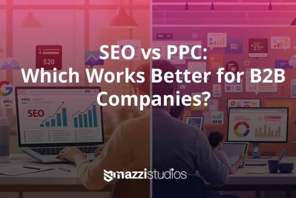 Visual depicting SEO, PPC, B2B marketing, digital marketing, audience targeting, organic traffic, paid ads, marketing strategy